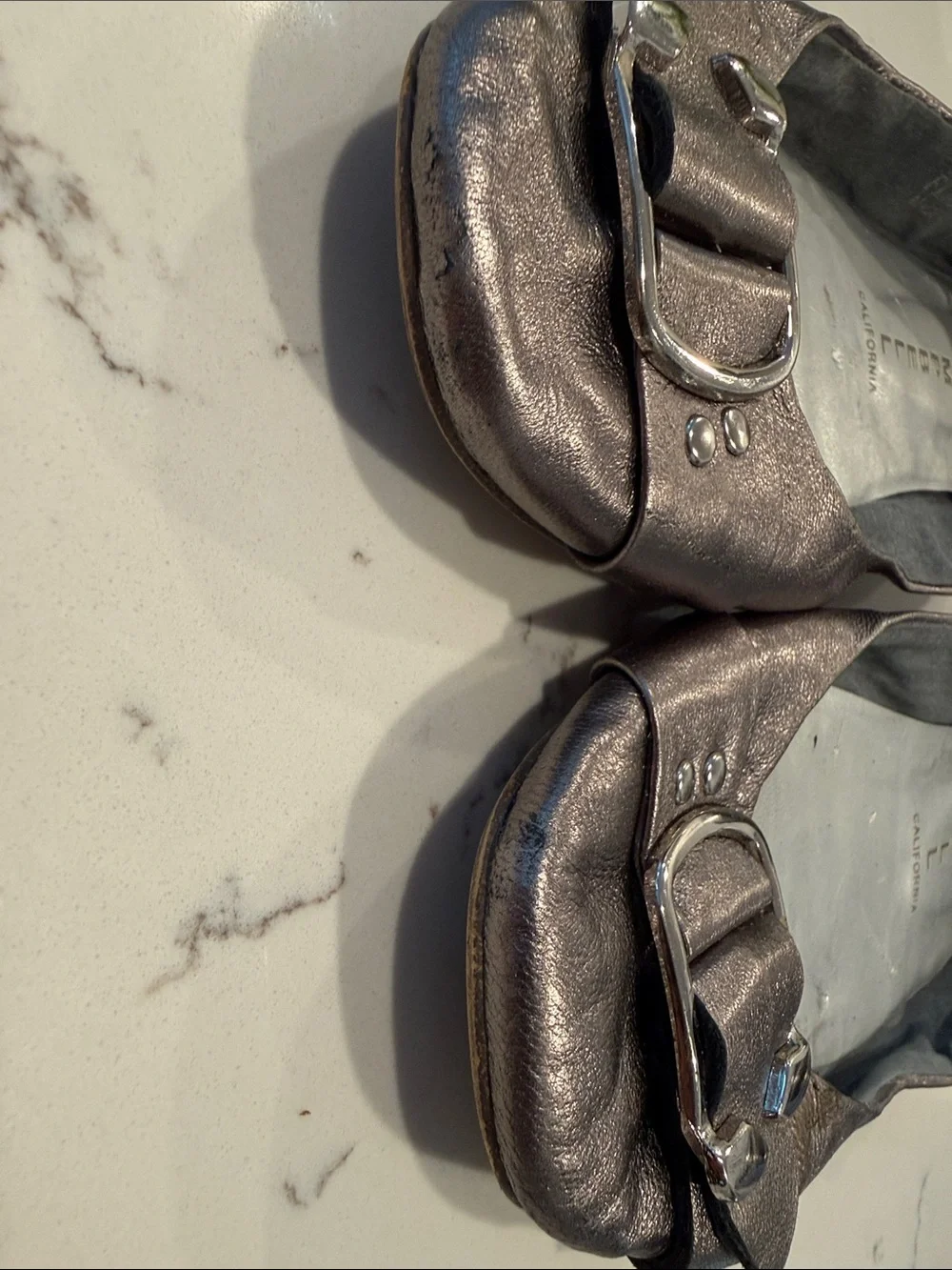 Jeffrey Campbell Ibiza Last Metallic Pewter Leather Ballet Flats Size 9